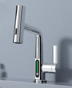 Pull-out basin tap with smart digital display and rotation