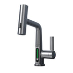 Pull-out basin tap with smart digital display and rotation