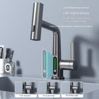 Pull-out basin tap with smart digital display and rotation